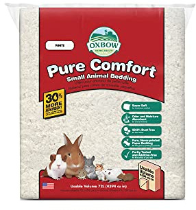 Oxbow Pure Comfort Bedding, Rabbit, Hamster, & Guinea Pig Bedding, Bunny Supplies for Litter Box, Pet Safe, Low Dust, White Paper, 72 Liter Bag