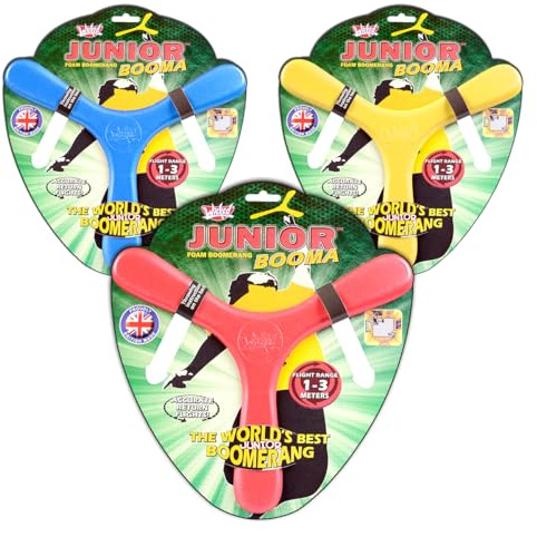 Wicked Junior Booma | The Soft and Safe Indoor Boomerang For Beginners | Made from Memorang Foam | Guaranteed Return Flight | 1-3 Metres Range (Random - Blue/Red/Yellow)
