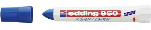 edding 950 Industrimålare – blå – 1 penna – rund spets 10 mm – markör för att skriva på metall, stenar, trä – grova eller våta ytor – permanent, vattentät