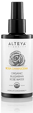 Alteya High-Potency Rose Water USDA Organic Facial Toner, 3000 Roses in a Bottle, 100mL Pure Bulgarian Rosa Damascena Flower Hydrolate, Award-Winning Moisturizer in Biophotonic Glass
