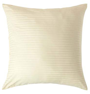 HOMESCAPES Damast Kissenbezug 80x80 cm vanille mit Satin-Streifen & Reißverschluss, 100% ägyptische Baumwolle, Fadendichte 330