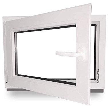 Kellerfenster - Kunststoff - Fenster - innen weiß/außen weiß - BxH: 100 x 40 cm - 1000 x 400 mm - DIN Links - 2 fach Verglasung - 60 mm Profil