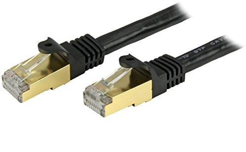 StarTech 10ft CAT6a Ethernet Cable - 10 Gigabit Shielded Snagless RJ45 100W PoE Patch Cord - 10GbE STP Network Cable with Strain Relief - Black - UL, TIA (C6ASPAT10BK)