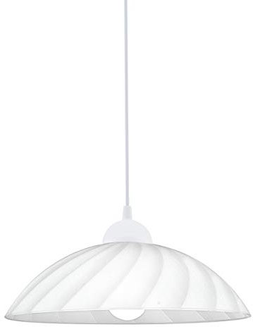 EGLO Pendelleuchte Vetro, 1 flammige Hängelampe klassisch, Hängeleuchte aus satiniertem Glas mit geschwungenen Dekor, Kunststoff, Esstischlampe in Weiß, Küchenlampe hängend mit E27 Fassung, Ø 35 cm