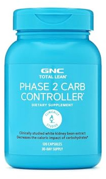GNC Total Lean Phase 2 Carb Controller, Decreases Calorie Impact from Carbohydrates, 120 Capsules