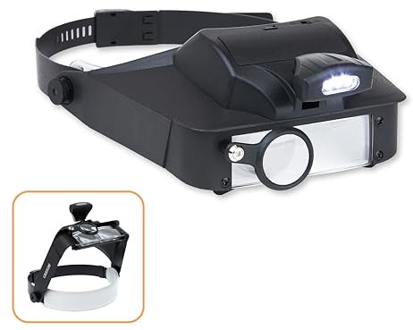 Carson LumiVisor 2x/3x/5x/6x Kopflupe mit LED und verstellbarem Kopfband (LV-10), Schwarz