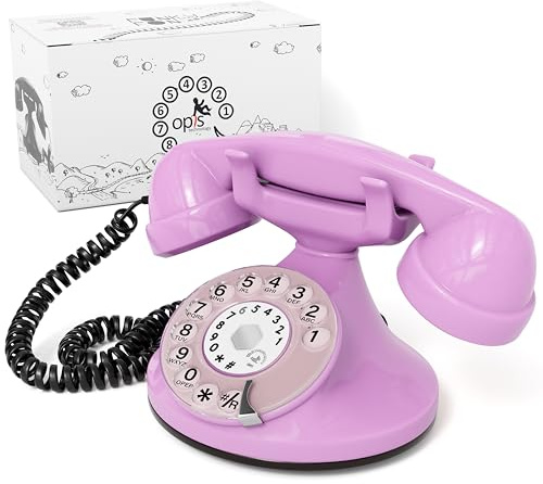 Opis FunkyFon Cable: A Retro Home Phone, Vintage Landline Phone for your Telephones Landline, offering Old Fashioned Telephones style in pink