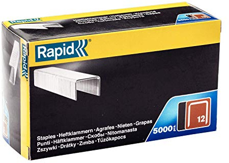 Rapid Tackerklammern Typ 12, 10mm Klammern, 5.000 Stk. Grosspackung, Flachdrahtklammern für Polstern