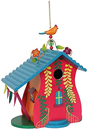 Small Foot by Legler Vogelhaus Maui mit süßen Verzierungen im tropischen Design, gemütliches Zuhause für alle Singvögel im Winter, mit kleiner Öffnung und schwenkbarem Verschluss, eine seitliche Veranda dient als zusätzliche Futterquelle