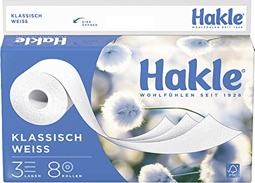 Hakle Toilettenpapier Klassisch Weiss, 3-lagig 8 stück