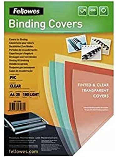 Fellowes 5380001 Deckblatt A4 PVC 180 Mikron, 25 Stück, transparent