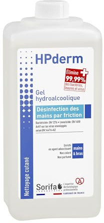 HPderm - Gel hidroalcohólico para desinfección de manos – Botella de 1 litro