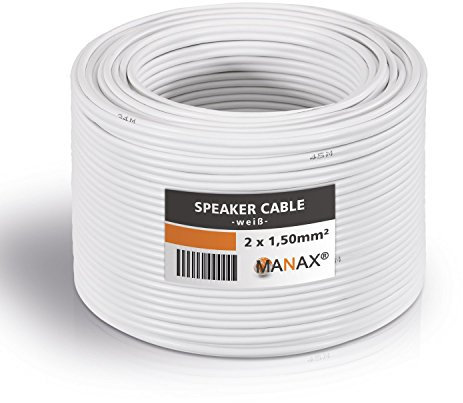 MANAX® Cavo altoparlante 2 x 1,5 mm² bianco 20 m anello