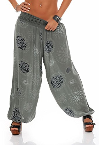 Malito Bombacho con Veraniego diseño Boyfriend Pantalón Sudadera Baggy 7181 Mujer Talla Única (Oliva)