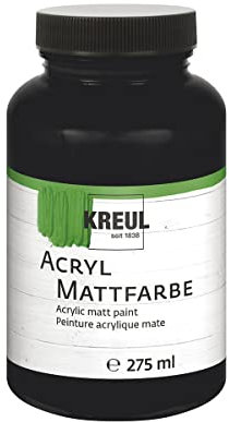KREUL 75020 - Acryl Mattfarbe, schwarz 275 ml Kunststoffglas, cremig deckende, schnelltrocknende Farbe auf Wasserbasis, für viele verschiedene Untergründe geeignet