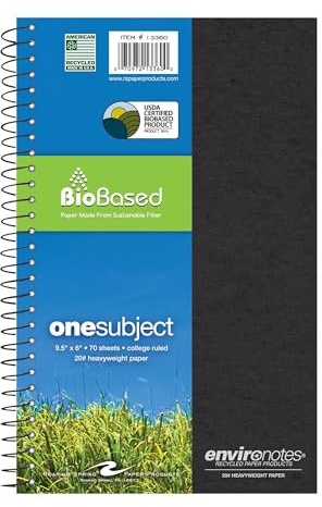 Bloc-notes Ruaring Spring Environotes, One Sujet, 9,5 x 6 po, 70 feuilles, papier biobase, couvertures de tons de terre assorties