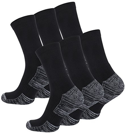 Lot de 6 paires de hightech chaussettes multi-fonctionnelles outdoor-chaussettes en plein air avec rembourrage spécial, trekking - randonnée chaussettes, UNISEX,Noir-gris Moucheté,43-46