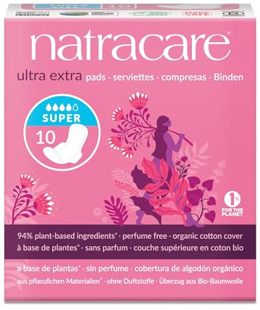 (6 Pack) Natracare Ultra Extra Super with Wings, Organic Cotton Cover | 10 Pads x 6 (60 Pads Total)