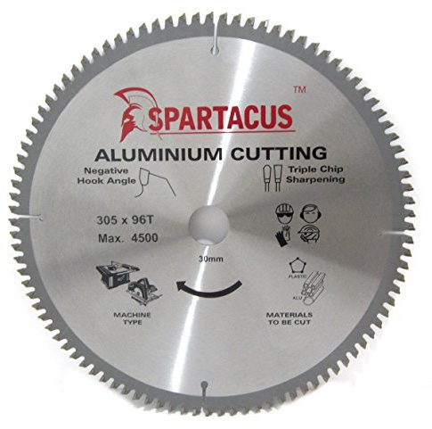 Spartacus 305mm Diameter x 96 Teeth x 30mm Aluminium Cutting Circular Saw Blade Fits Dewalt D27105 DW704 DW705 DW706