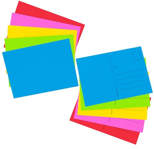 Hygloss Blank Postcards For Mailing- 100-Pack Personalize-Your-Own Mailable Assorted Bright Postcard - 4” x 5 ½” – For Invitations, Thank you Cards, Greeting Cards, Classroom Activity, Pen Pal Letters and More