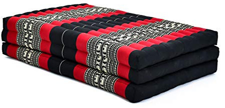 Leewadee Klappmatratze Gästebett Klappbar Auto Matratze Gästematratze Klappbar Faltbare Matratze Extrabreit, Kapok, 200 x 100 cm, Schwarz Rot