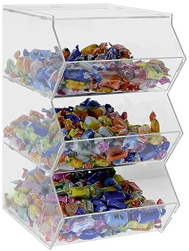 DesignPlex Bonbonschütte aus Acryl transparent OHNE Klappdeckel mit 3 Behälter
