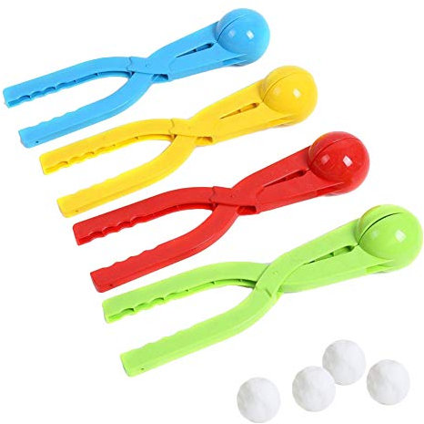 EQLEF Schneeballzange Winter schneeball Maker, 4Pcs Schneeball Maker Spielzeug Kunststoff Sand Formen Schnee Lange Griff Clip Outdoor Spielzeug Strand Werkzeuge (Zufällige Farbe) (Typ 1)