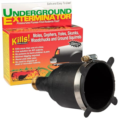 Manning Products Underground Exterminator Pest Control Reusable Exhaust Pipe Attachment- Exterminates Gophers, Moles, Skunks, Voles and All Outdoor Underground Pests Humanely with Exhaust from Cars