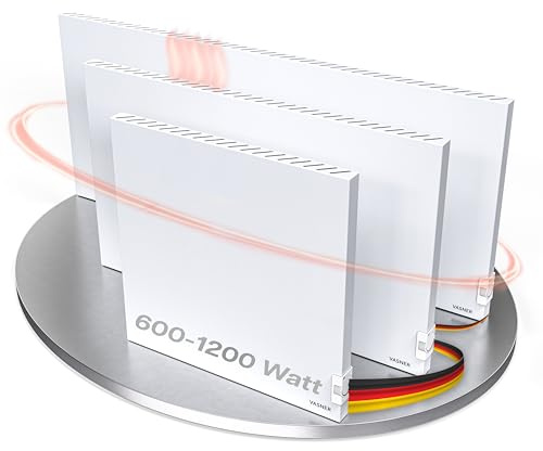 VASNER Konvi Infrarotheizung mit Thermostat – Hybrid Elektroheizung Konvektionsheizung inkl. Wandmontage 600-1200 Watt – Infrarot Wandheizung – Elektrische Heizung Made in Germany (600 Watt)