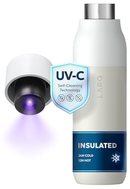 LARQ Bottle PureVis 500ml –Self-Cleaning and Insulated Stainless Steel Water Bottle with UV Water Purifier and Award-winning Design | Reusable & Travel Friendly, 2 Years Warranty