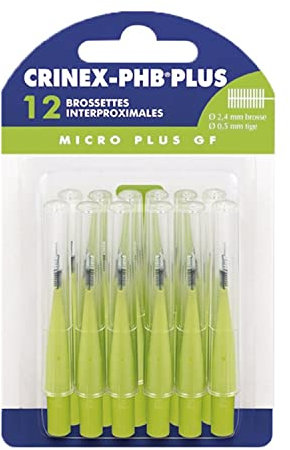 CRINEX - Phb Plus Micro Gf - Brossette Dentaire - Fibres en Tynex - Vert - 12 Brossettes par Unité