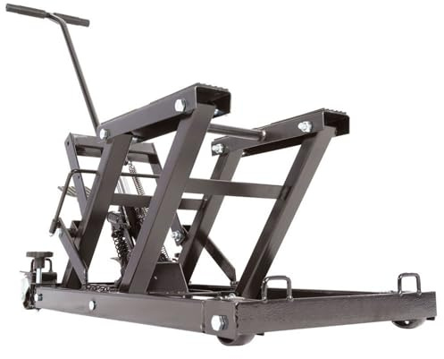 Black Widow Motorcycle and ATV Lift Jack Stand, Hydraulic Operation for Garage Storage and Lifting Vehicles up to 1,500 Pounds, Black