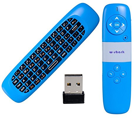 WS-505 2,4 G Mini Teclado Inalámbrico owerty puntero láser aire ratón y mando a distancia – azul
