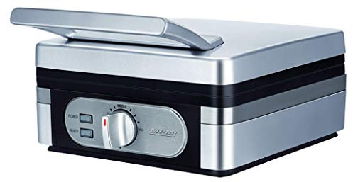 MPM MGO13 Gofrera Profesional para 2 gofres Belgas gruesos, regulador de temperatura, placas antiadherente, carcasa acero inox, 1400W