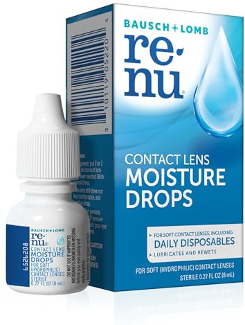 Renu Lubricant Eye Drops, Rewetting Drops for Contact Lenses, Rehydrates Soft & Disposable Lenses, Soothes & Moisturizes Eyes for Comfort, 0.27 Fl Oz (Pack of 1)