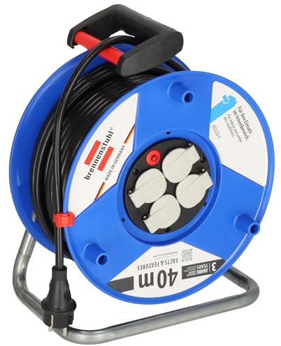 Brennenstuhl Garant Kabeltrommel 40m (aus Spezialkunststoff, für den Einsatz im Innenbereich, Made in Germany) blau