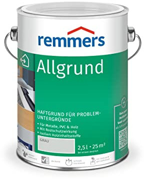 Remmers Allgrund grau, 2,5 Liter, Haftgrund für Metall, Hartkunststoff, Holz, mit Rostschutz und isolierend gegen Holzinhaltsstoffe, innen und außen