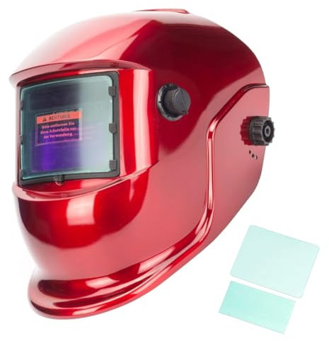 Automatik Schweißhelm Automatische Verdunkelung Schweißmaske + Solarzellen, inkl. 2 Vorsatzscheiben Schweißschirm mit großem Sichtfeld, für MIG MAG Wig und Lichtbogenschweißen, DIN 9-13 SN854