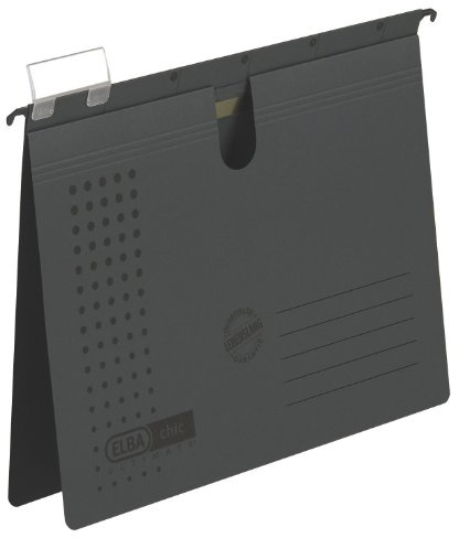 Elba Hängehefter chic für A4, aus Karton, anthrazit, 5er Pack, 100560165, 5 Stück