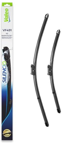 VALEO Silencio Escobilla - VF491 - Kit de Hojas Planas Originales 640 mm/520 mm - Alto Rendimiento, Visibilidad Superior en Carretera, Fácil Instalación - Delanteras - Juego de 2 Escobillas - 574591