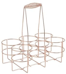 AUBRY GASPARD - Panier 6 Bouteilles Métal Cuivré - 32 x 22 x 32 cm - Anse de Transport - Moderne et Élégant - Vendu sans Bouteille - Idéal Arts de la Table et Décoration