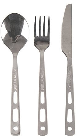 Lifeventure Stainless Steel Cutlery Set for One - Knife, Fork and Spoon Set – Corrosion Resistant Cutlery Ideal for Camping or Travel