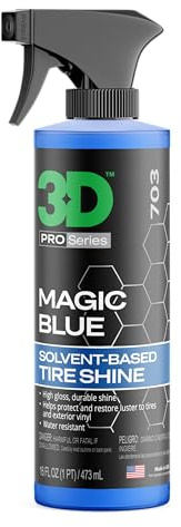 3D Magic Blue Tire Shine Spray - Water Resistant High Gloss Tire & Trim Dressing | Long Lasting Protection | No Sling, No Run Formula | Made in USA |16 oz