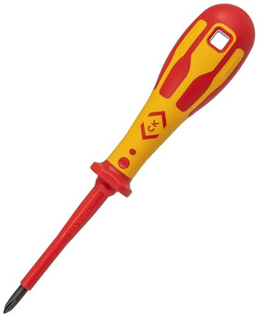 C.K Dextro VDE Phillips Head Screwdriver PH1 x 80mm, Electricians Insulated Philips Screwdrivers, 10,000v Test, Gripping Precision Tip, Electrical Terminal Screw Driver, Heavy Duty Hand Tools T49142-1