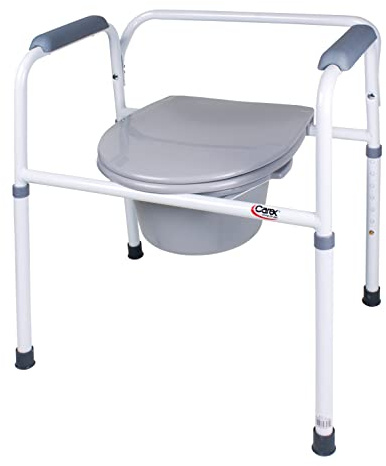 Carex Steel Commode Chair - Portable Bathroom Toilet for Elderly, Handicap, and Beside Toilet Users - 3 in 1 Commode Chair - 250 lbs Capacity