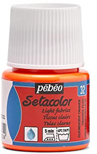 Pebeo Setacolor Textilfarbe, 45 ml, Fluoreszierendes Orange