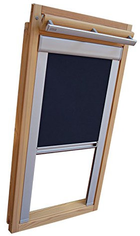Hochwertiges Verdunkelungsrollo Rollo mit Seitenschienen für Velux DKL-EP GGL,GPL,GHL,GTL SK06 dunkelblau // Verdunkelungsrollo/Verdunkelungs-Rollo/Fensterrollo