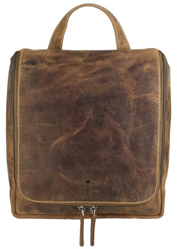 Greenburry - Vintage Kosmetiktasche Rindsleder Reisezubehör 1735-25, Braun, Einheitsgröße, Braun, Einheitsgröße, braun, one Size