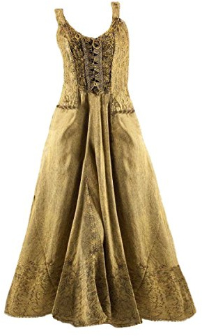 Dark Dreams Gothic Mittelalter Pagan Ethno Kleid Alina lang Schnürung Samt 38 40, Farbe:antikgrün