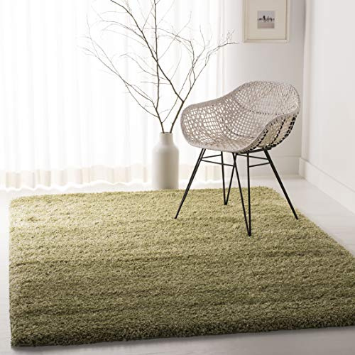 Safavieh Alfombra Shag Sala de Estar, Comedor, Dormitorio - California Shag Collection, Pelo Largo, Verde, 122 X 183 cm